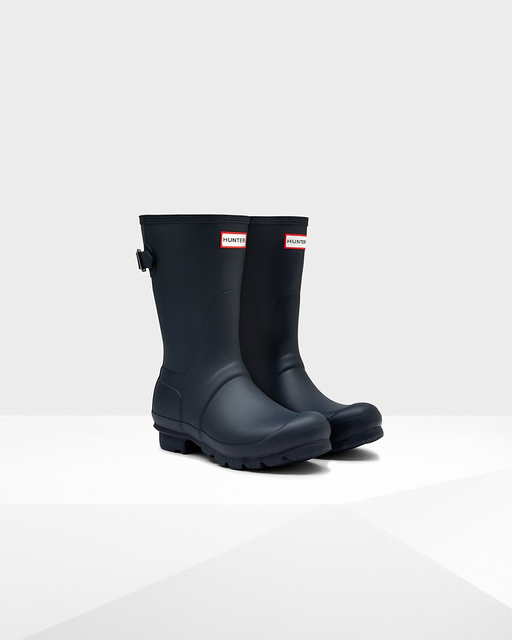 Womens Short Rain Boots - Hunter Original Back Adjustable (30KCLNAGB) - Navy
